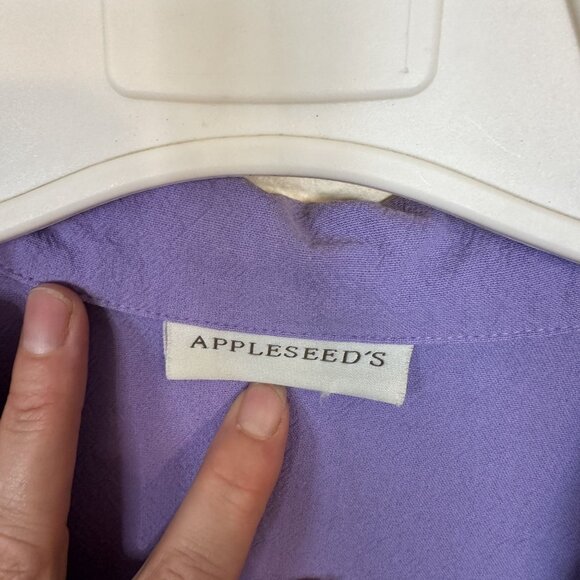 Appleseeds Womens Lavender Midi Dress Shift Full Button Large Cotton Modest - Picture 2 of 8